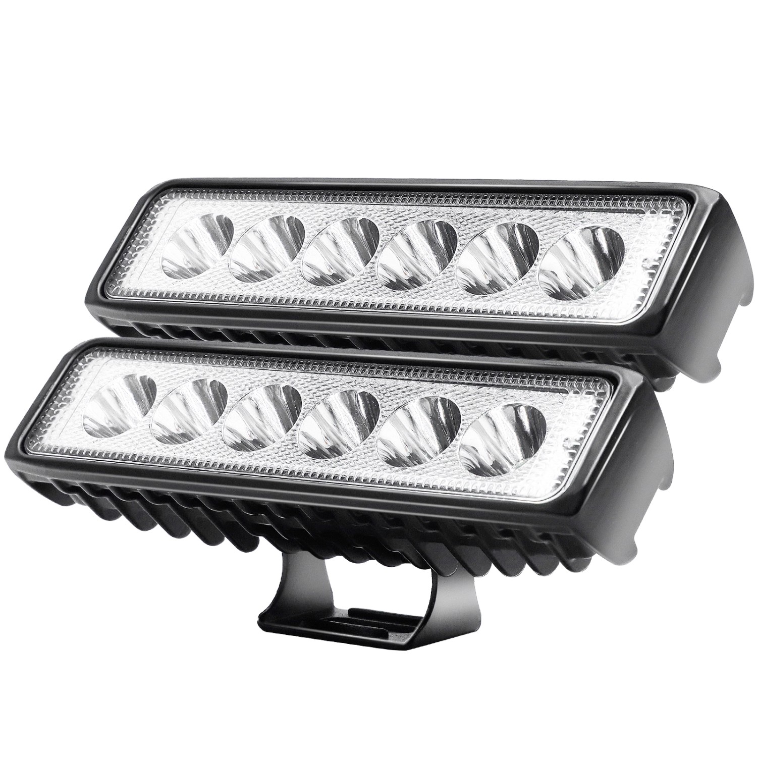 CCLIFE 2 Stück 15x4x3.8cm Led Arbeitsscheinwerfer 12V 18W Auto Traktor IP67 Offroad 6000K Wasserdicht Arbeitslicht