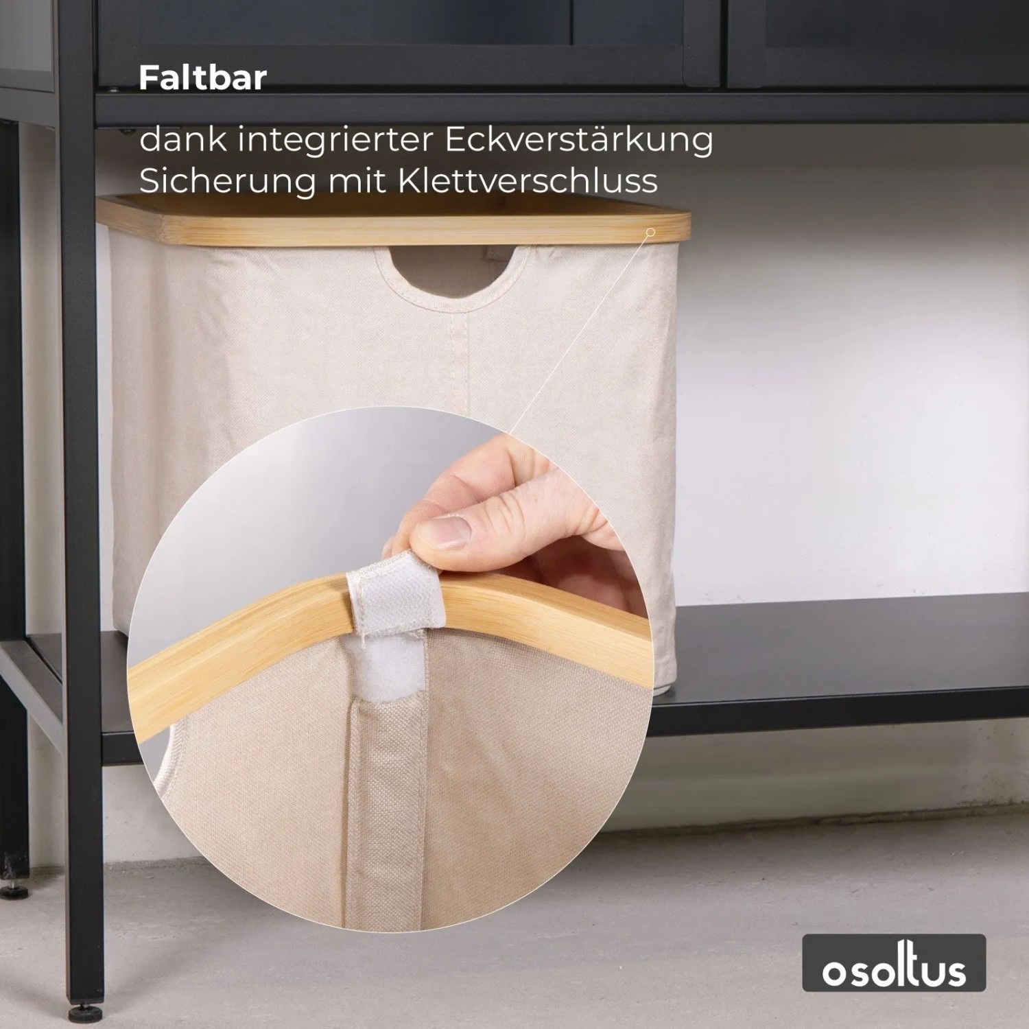 osoltus Faltbox Wäschebox Wäschekorb Nelson Bambus Beige 40 cm_4
