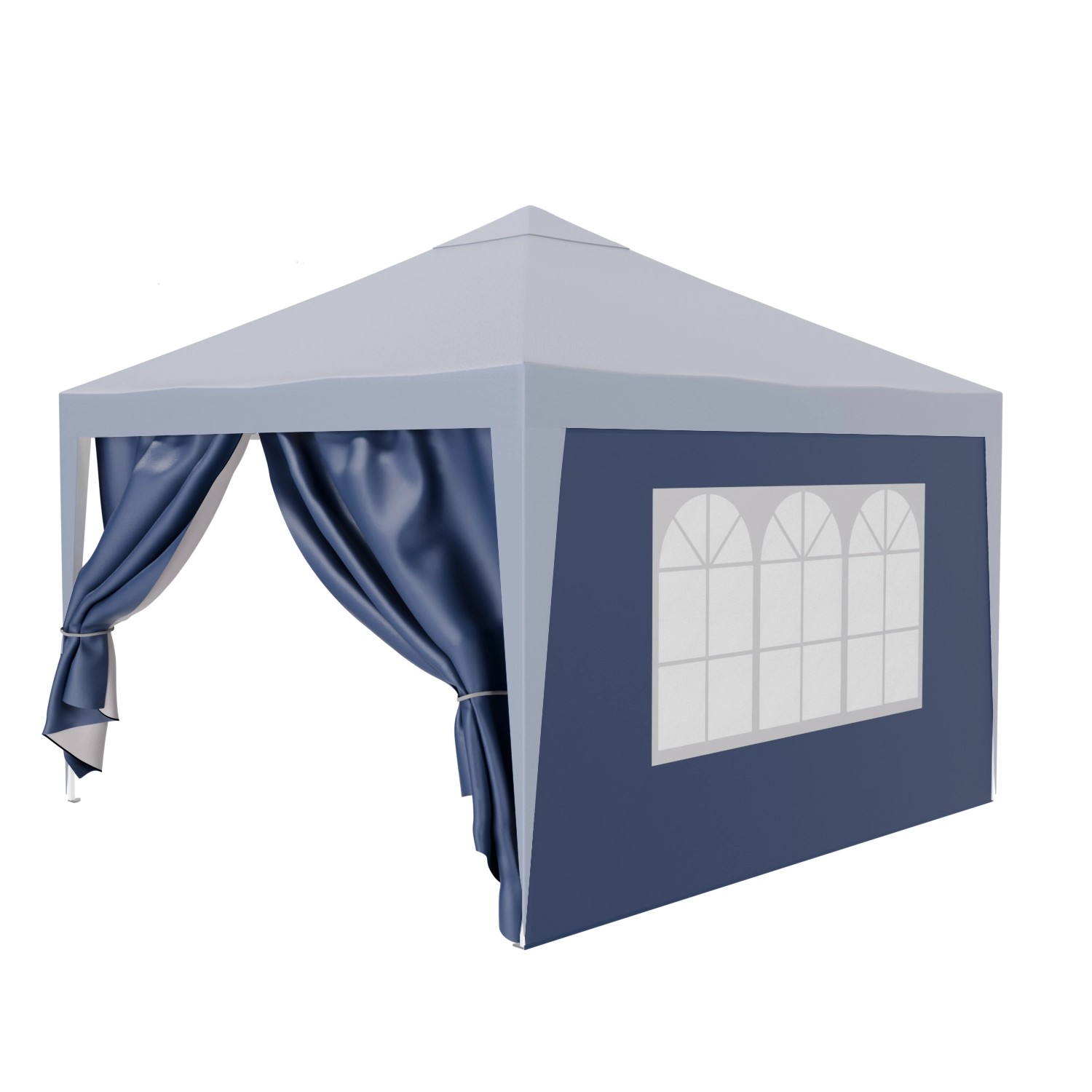 24MOVE Pavillon Seitenteile 2er Set 2x3m mit Fenster & Reissverschluss Blau