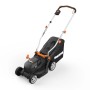 Worx Akku-Rasenmäher WG733E mit 33 cm Schnittbreite, ideal für kleine Gärten.