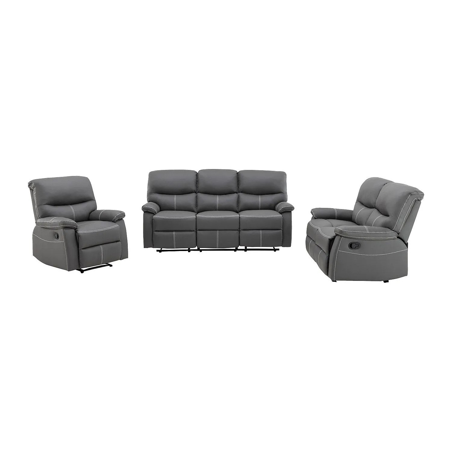 Vente-unique Couchgarnitur Mit Sessel Canby Grau 79 cm  133 cm  183 cm