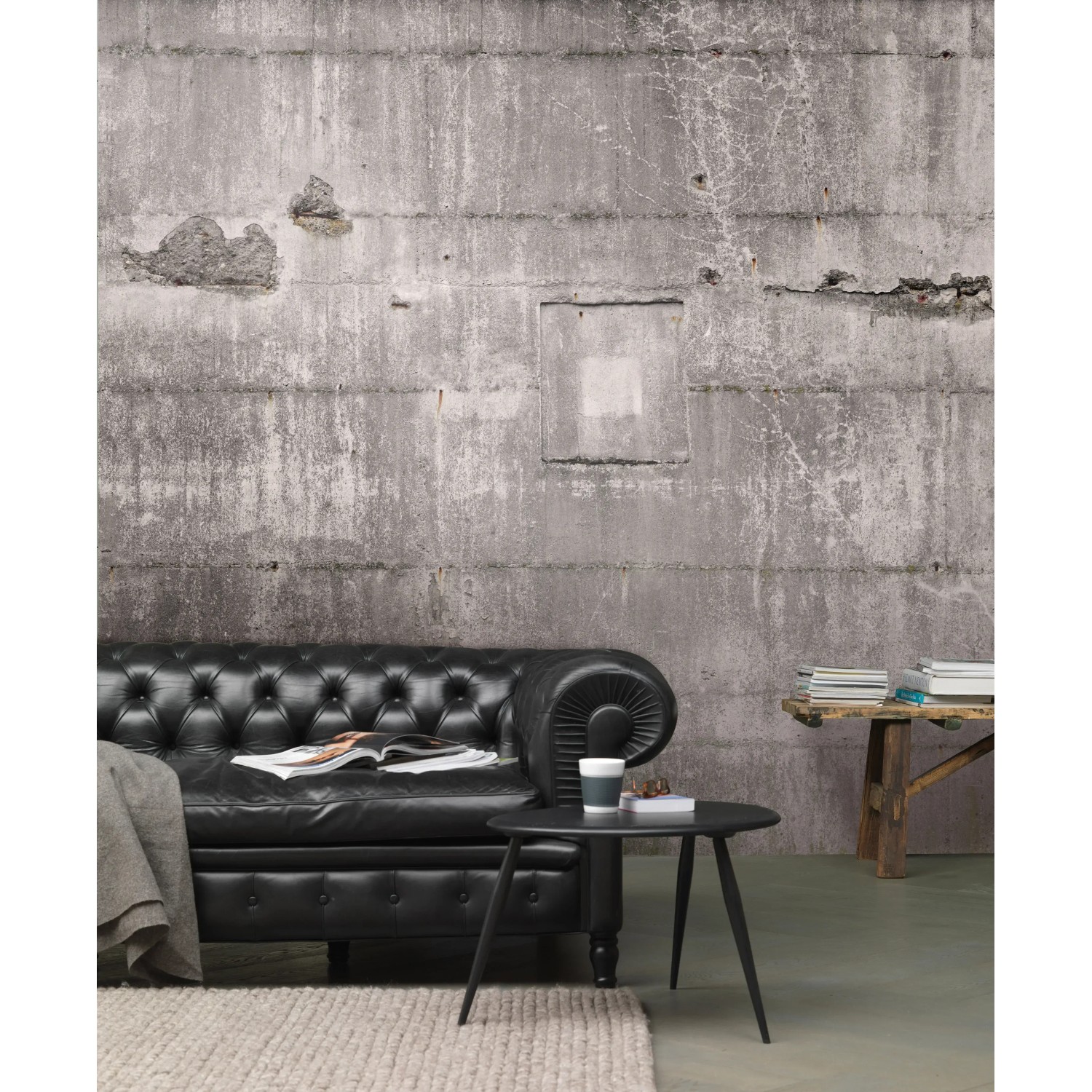 Rasch Digitaltapete Factory IV 445510: Graue Beton-Fototapete im Industrie-Look, 3x3,72m.