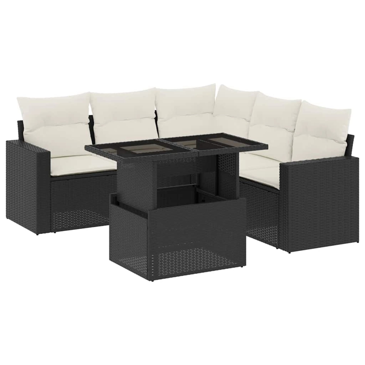 vidaXL 6-Tlg Garten-Sofagarnitur mit Kissen Schwarz Poly Rattan 3267266 günstig online kaufen