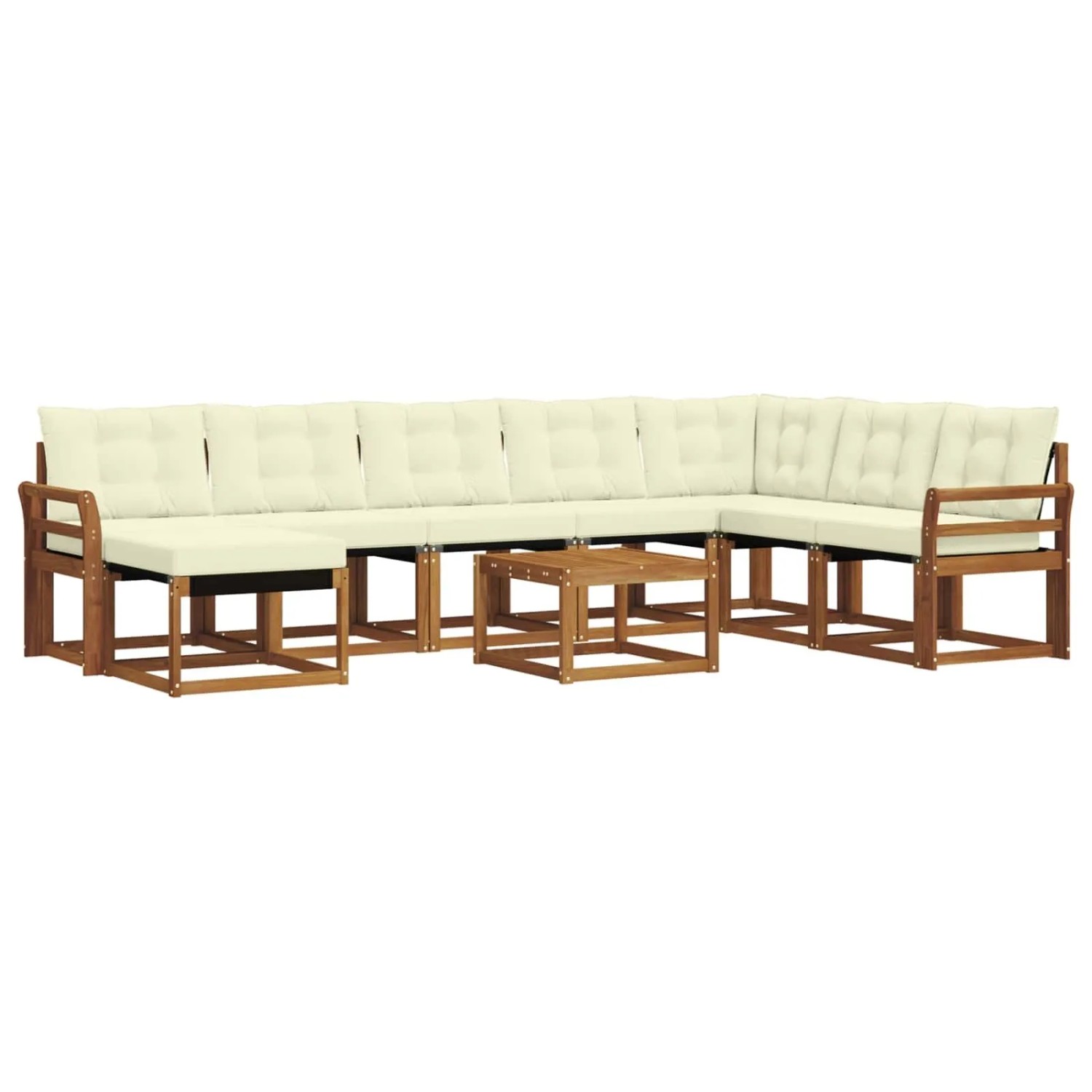 vidaXL Outdoor-Sofagarnitur mit Kissen 9-Tlg Natur und Creme 3368977