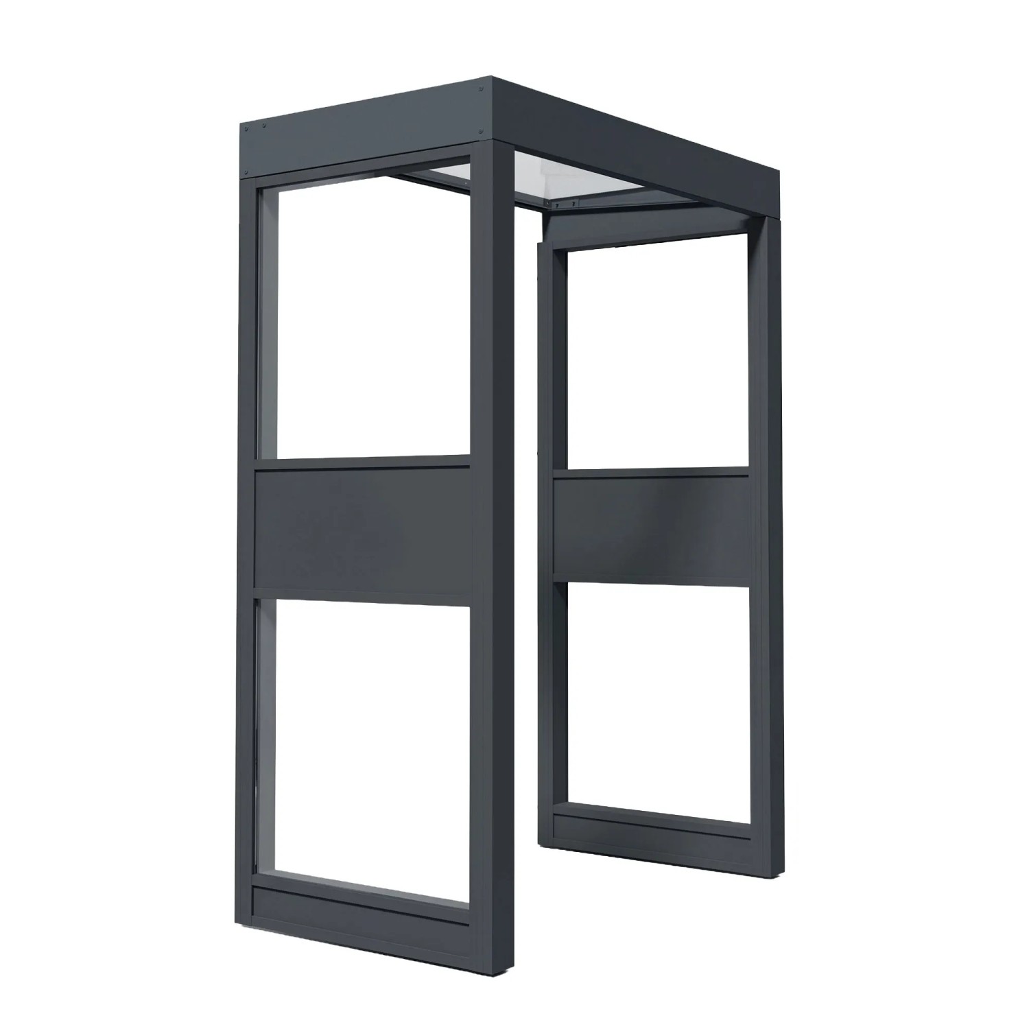 Palram Vordach Sophia 1600 mit 2 Seitenwänden Klar Alu 95 cm x 160 cm Anthrazit