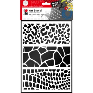 Marabu Art Stencil Schablone Animal Print Combination DIN A4 mit Tierfellmustern.