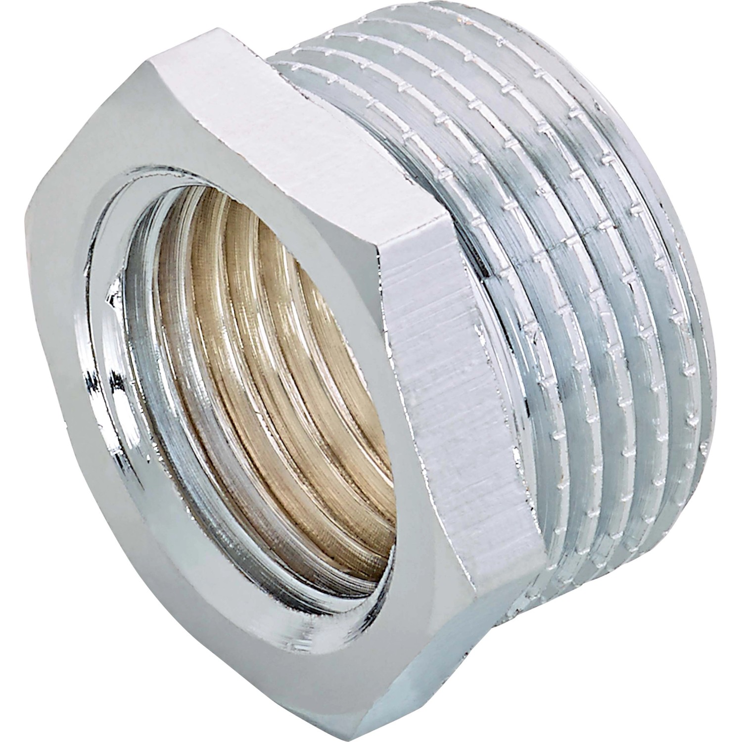 Gewinde-Reduzierstück 18,6 mm (Rp 1/2) x 26,4 mm (R 3/4) Messing Verchromt