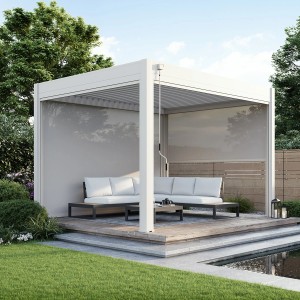 Weide Sonnenrollo, 3,6 m, weiß, für Weide Pergola. Sonnenschutz und Sichtschutz im Garten.