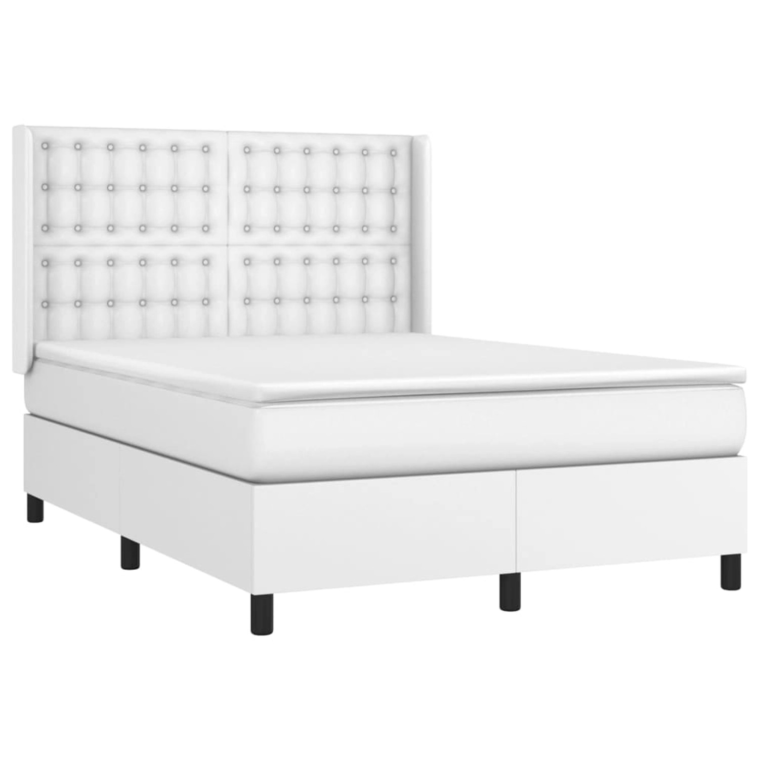 vidaXL Boxspringbett mit Matratze & LED Weiß 140x190 cm Kunstleder 3139380 günstig online kaufen