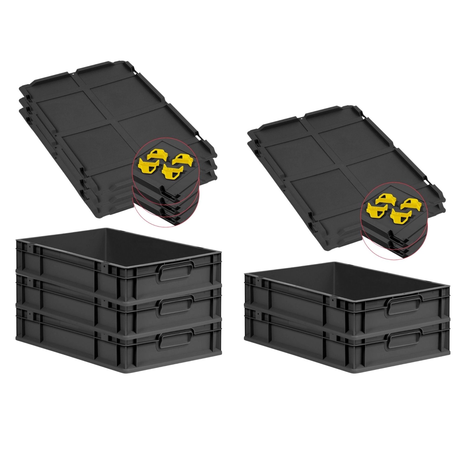 PROREGAL SparSet 5x Eurobox Nextgen Grip Mit Auflagedeckel Und Gelben Versc günstig online kaufen
