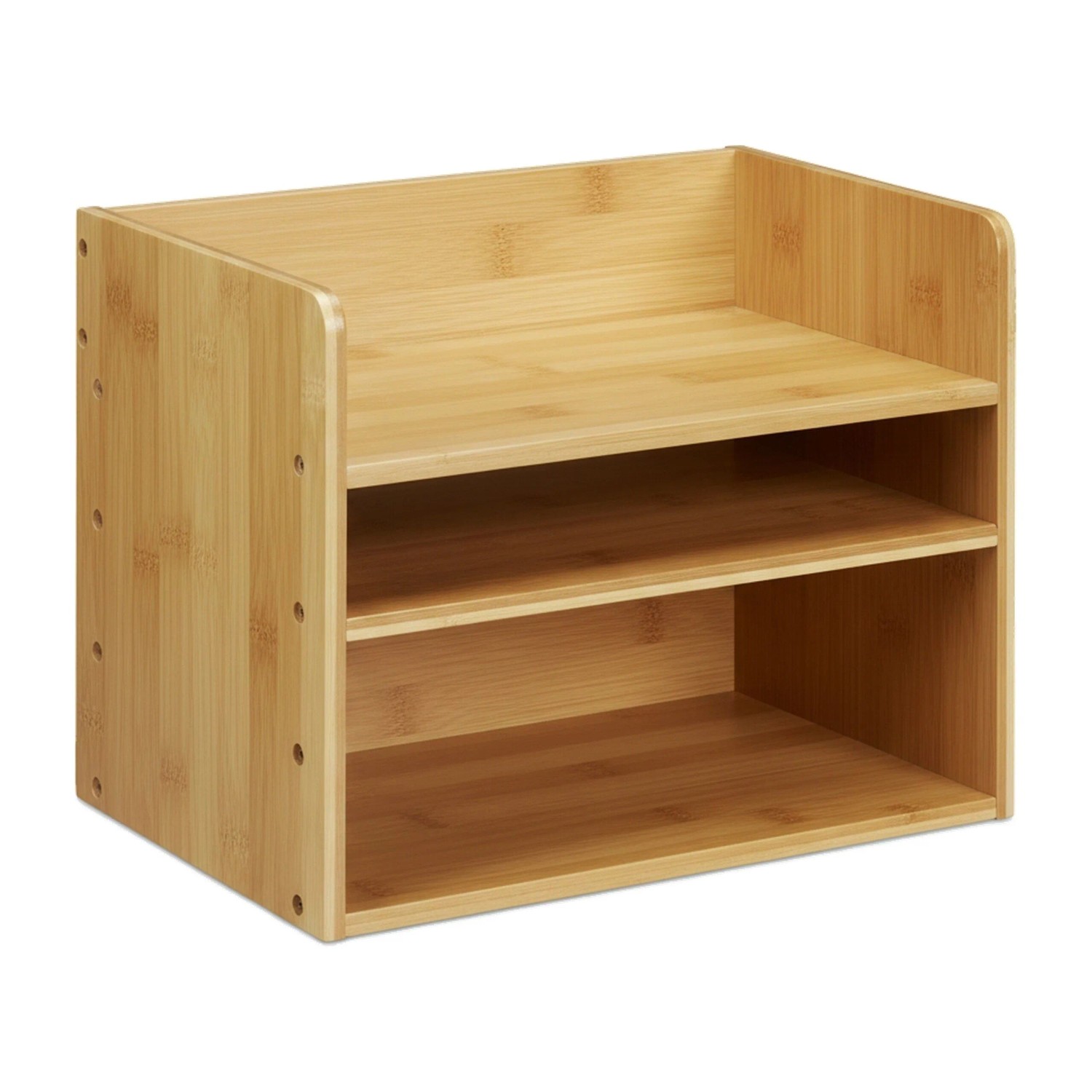 Relaxdays Schreibtisch Organizer Bambus Natur Mit Schublade 26 cm x 33 cm x 24 cm