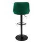 ML-Design Barhocker 2er Set, grünem Samt, mit Rückenlehne und Fußstütze.