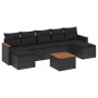 Schwarze 8-tlg. vidaXL Garten-Sofagarnitur aus Polyrattan mit Kissen und Tisch.