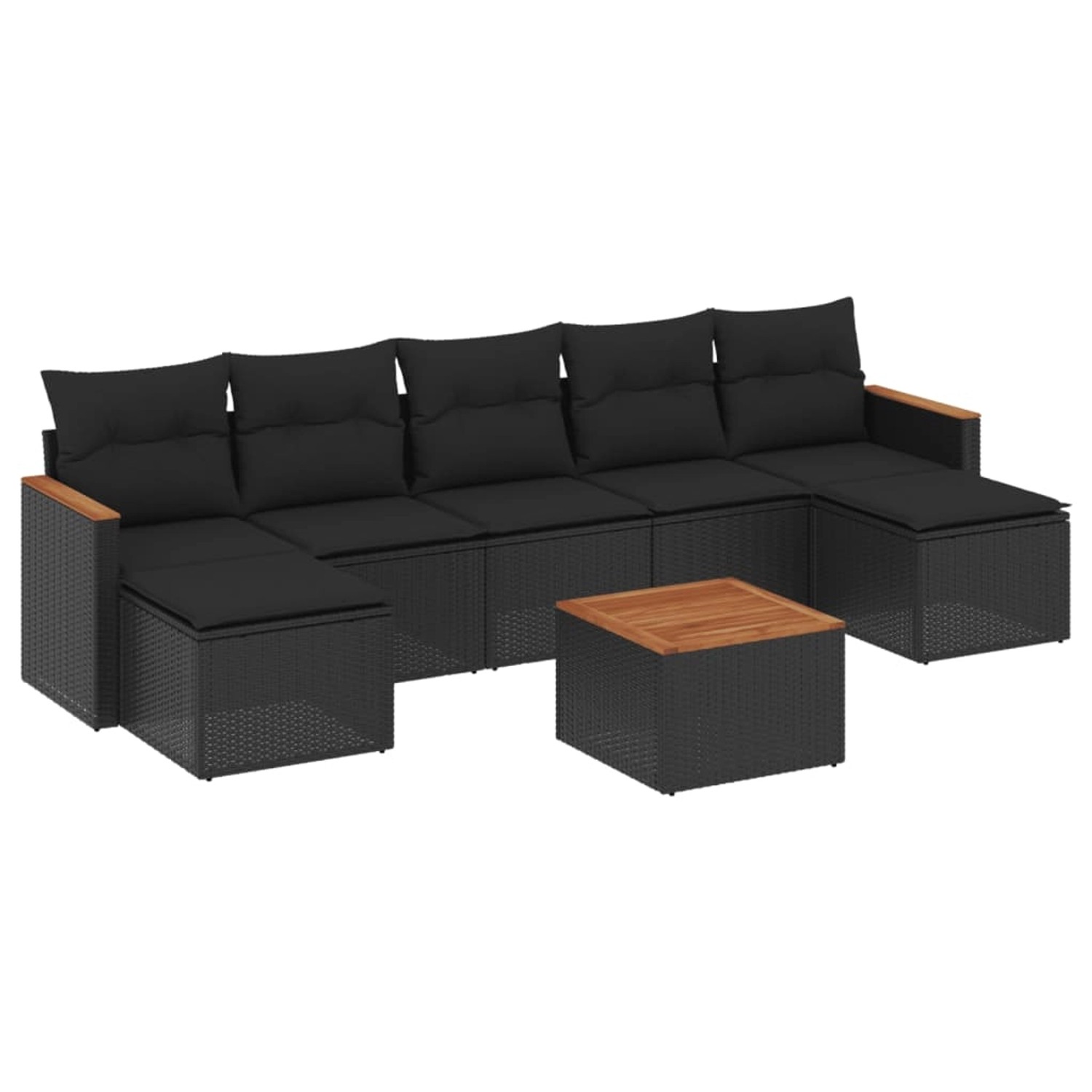 vidaXL 8-Tlg Garten-Sofagarnitur mit Kissen Schwarz Poly Rattan 3226237 günstig online kaufen