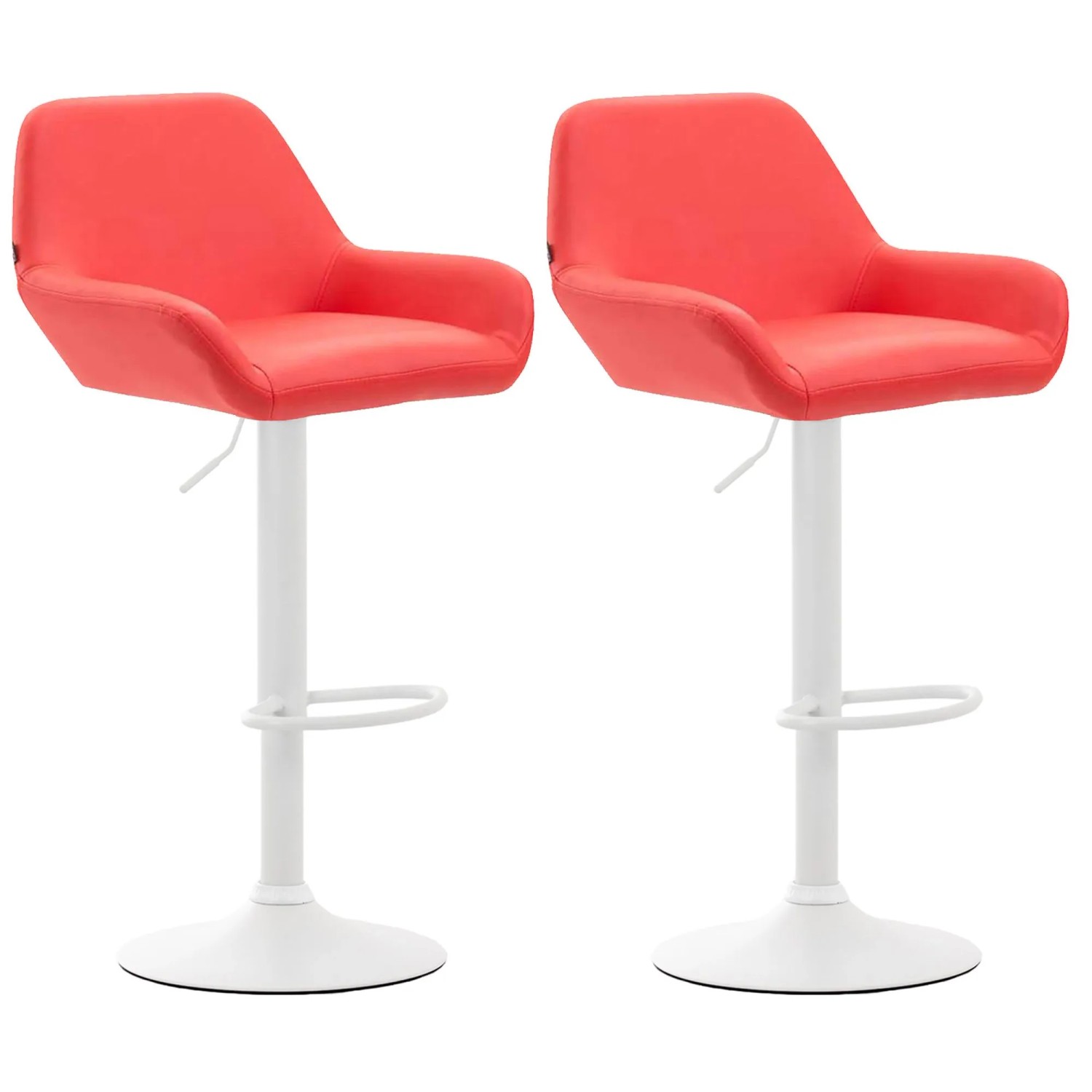 CLP 2er Set Barhocker Braga Kunstleder Rot/Weiß