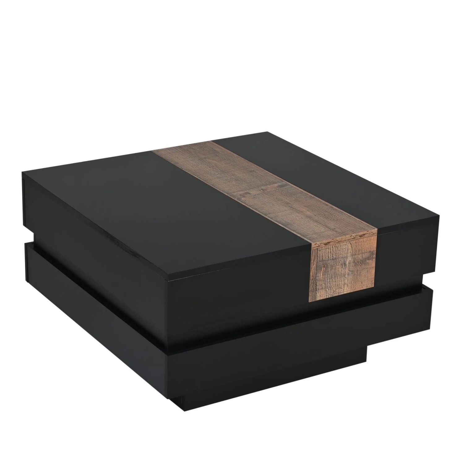 ModernLuxe Couchtisch Ausziehbar Hochglanz mit Verstecktem Stauraum Spanplatte Schwarz
