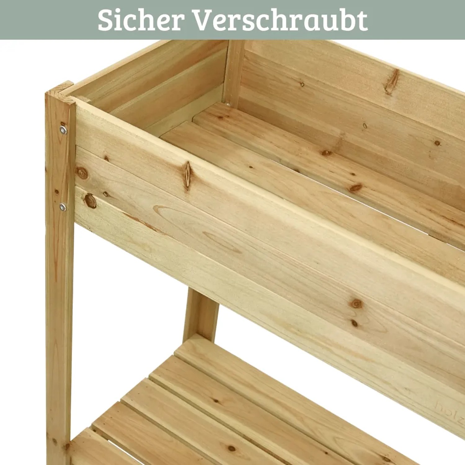 DELUKE Hochbeet Balkon Holz KLEO mit Vlies Handschuhe Pflanzkasten Hoch Blumenkasten aus Tannenholz Kräuterbeet Wetterfest Natur_6