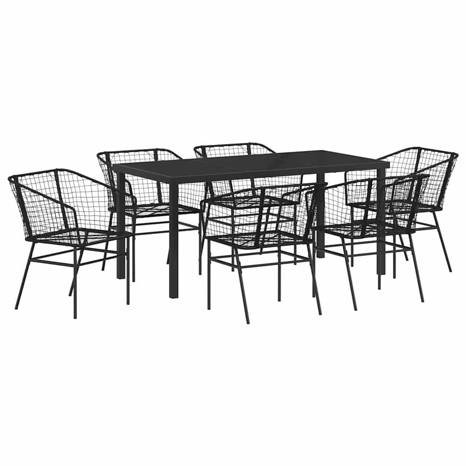 vidaXL Garten Essgruppe 7-Tlg Schwarz Poly Rattan 3380894 günstig online kaufen