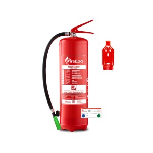 Roter FireLoq 9L Wasserlöscher mit Manometer, Wandhalterung und Prüfnachweis für Pannenhilfe & Erste Hilfe.