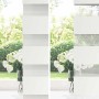 Marmorbeiges Doppelrollo 55x200 cm am Fenster, zeigt geschlossenen und geöffneten Zustand mit Streifen für Lichtregulierung.