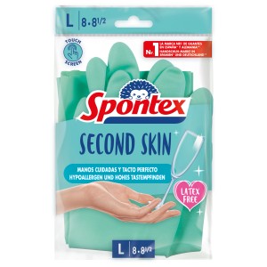 Spontex Second Skin Haushaltshandschuhe Gr. 8-8,5, latexfrei und mit Touchscreen-Funktion.