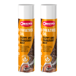 2 Sprühdosen Owatrol Öl Rostschutzgrundierung für Metall, Auto & Kfz, farblos, je 0,3L.
