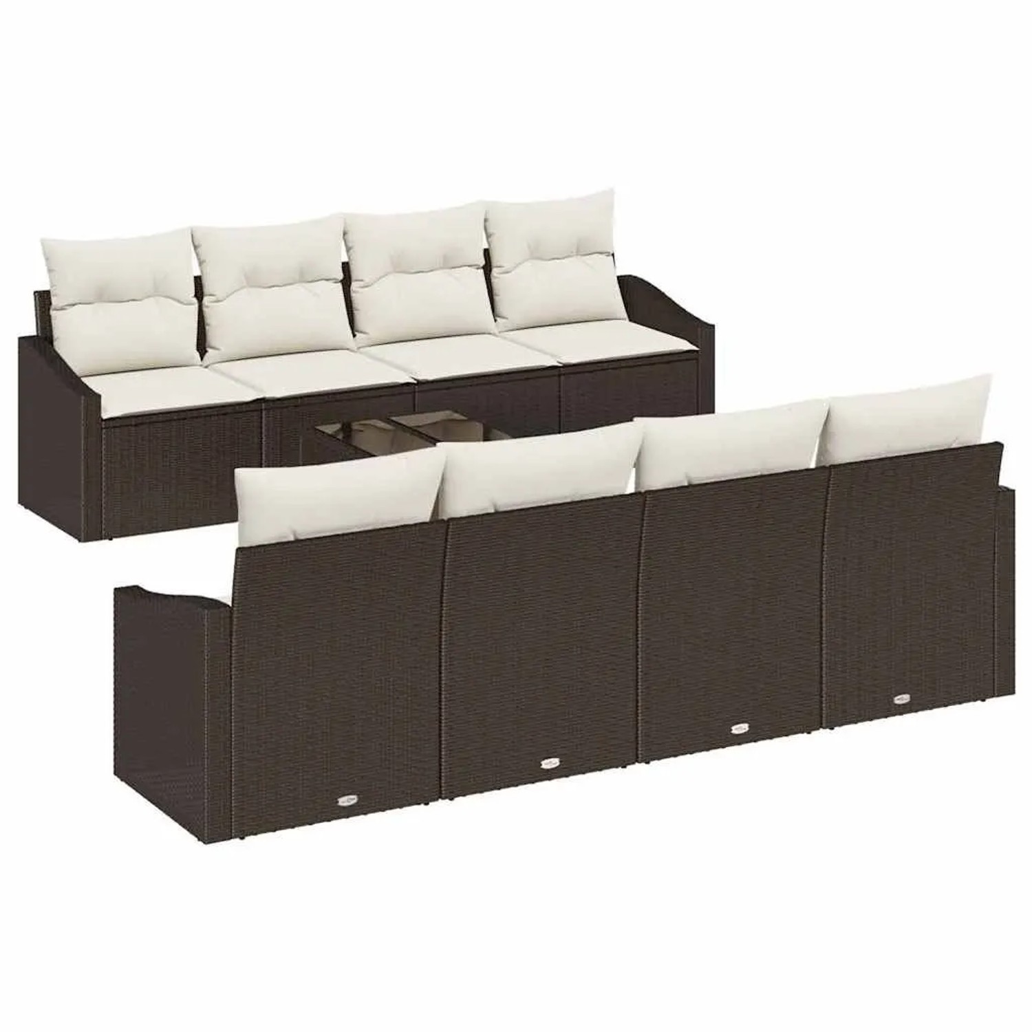 vidaXL Sofa Set mit Kissen 7-Tlg Braun und Creme Poly-Rattan 3355317