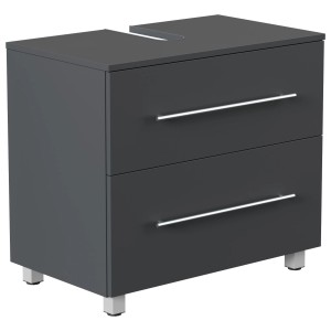 Posseik Mondial Unterbau in Grafit, 70 cm, mit zwei Schubladen und Standfüßen. Bad-Einbauschrank.