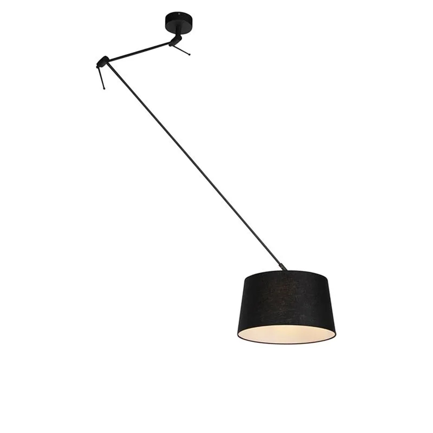 QAZQA Hängelampe mit Leinenschirm Schwarz 35 cm Blitz I Schwarz