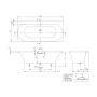 Technische Zeichnung: Villeroy & Boch Loop & Friends Rechteckwanne, 170x75 cm, Maße und Details.