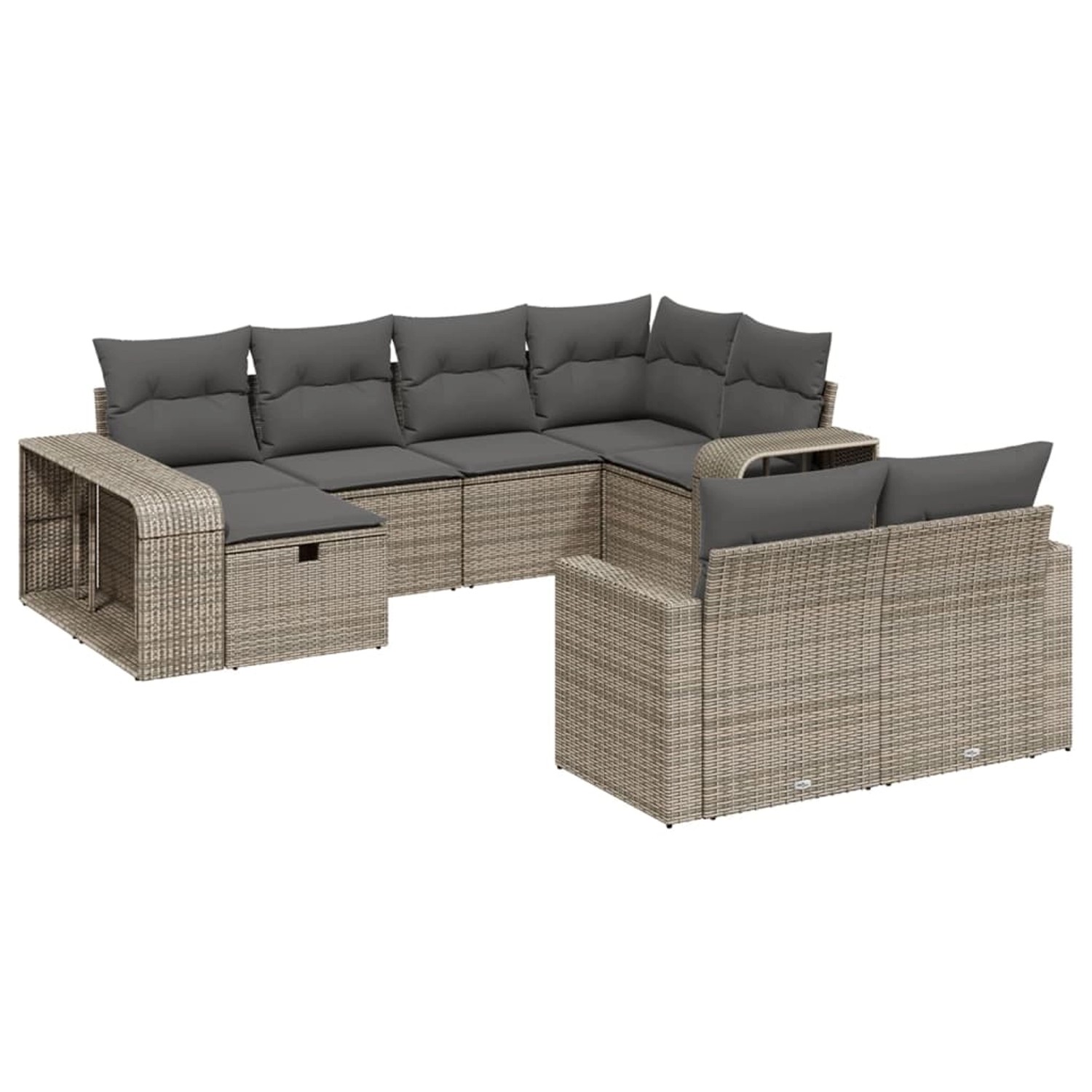 vidaXL 10-Tlg Garten-Sofagarnitur mit Kissen Grau Poly Rattan 3266240