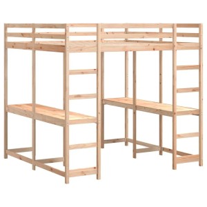vidaXL Hochbett mit Schreibtisch & Leiter 160x200 cm Massivholz Kiefer 3284233