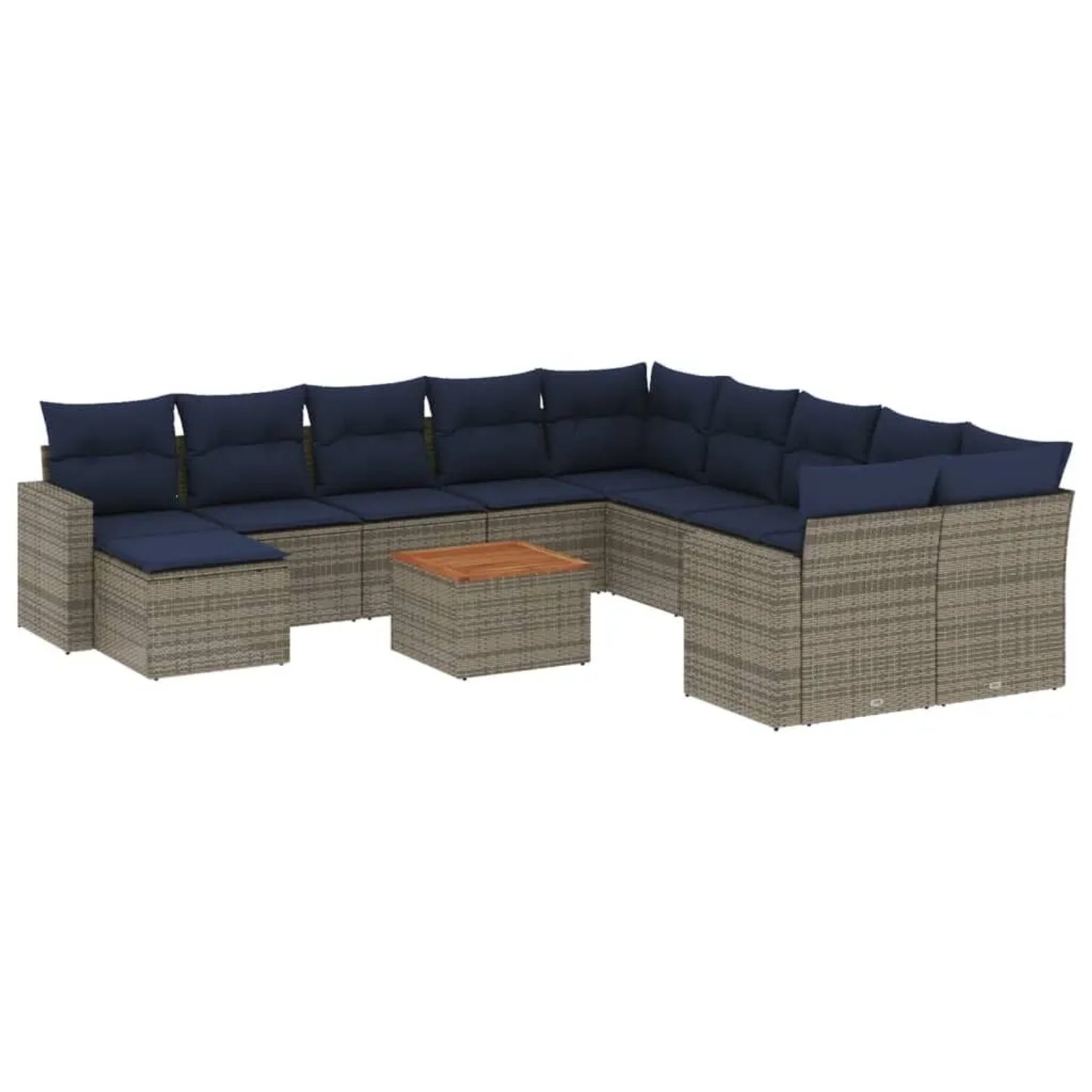 vidaXL 14-Tlg Gartensofa-Set mit Kissen Grau Polyrattan 3256754 günstig online kaufen