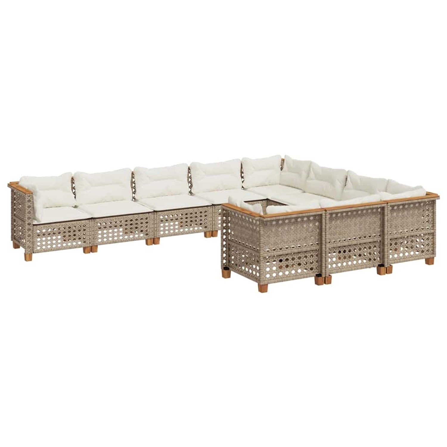 vidaXL 10-Tlg Garten-Sofagarnitur mit Kissen Beige Poly Rattan 3262036 günstig online kaufen
