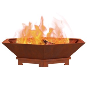 vidaXL Feuerstelle Braun 100 x 100 x 28 cm Wetterfeststahl 858999