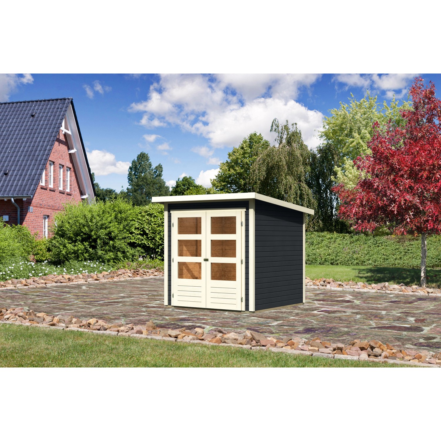 Karibu Gartenhaus/Gerätehaus Stockach 2 Anthrazit 186 cm x 186 cm