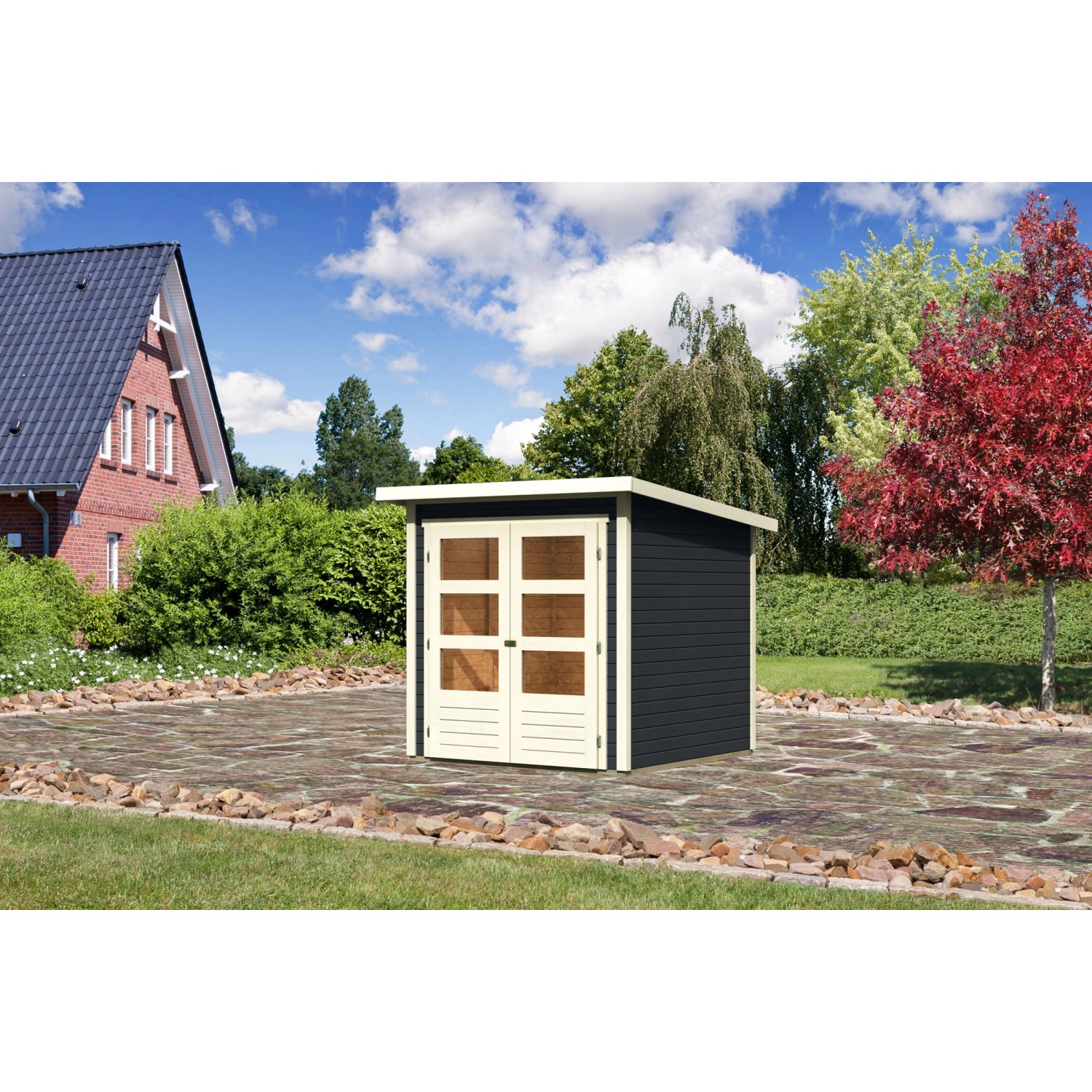 Karibu Gartenhaus Stockach 2 Anthrazit 186 cm x 186 cm günstig online kaufen