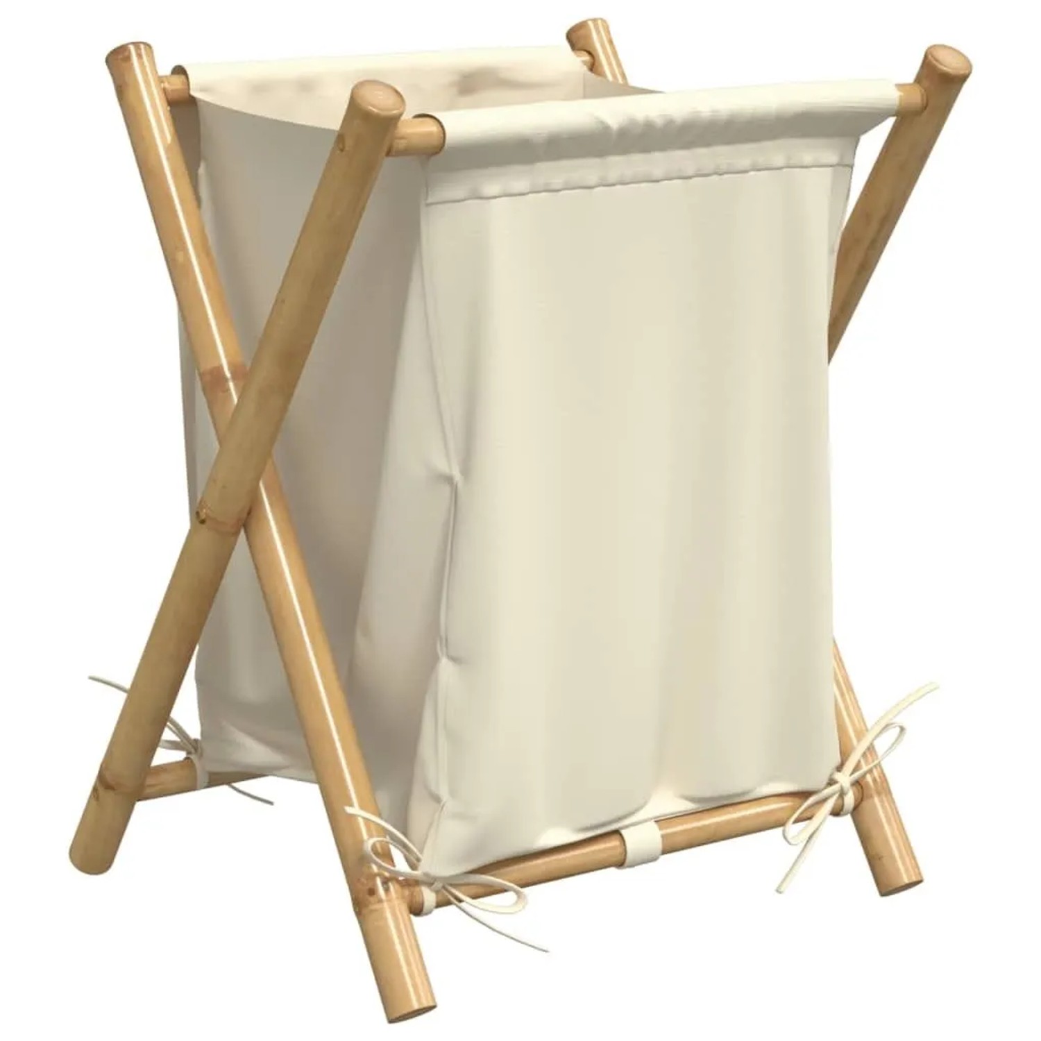 vidaXL Wäschekorb Cremeweiß 45x55x63,5 cm Bambus 368035