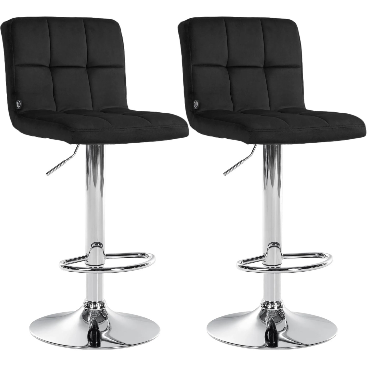 CLP 2er Set Barhocker Peru Samt Schwarz/Chrom