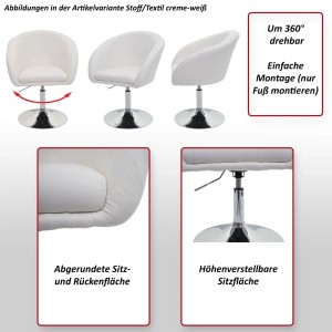 6er-Set: MCW Esszimmerstühle F19, Kunstleder Taupe, drehbar und höhenverstellbar.