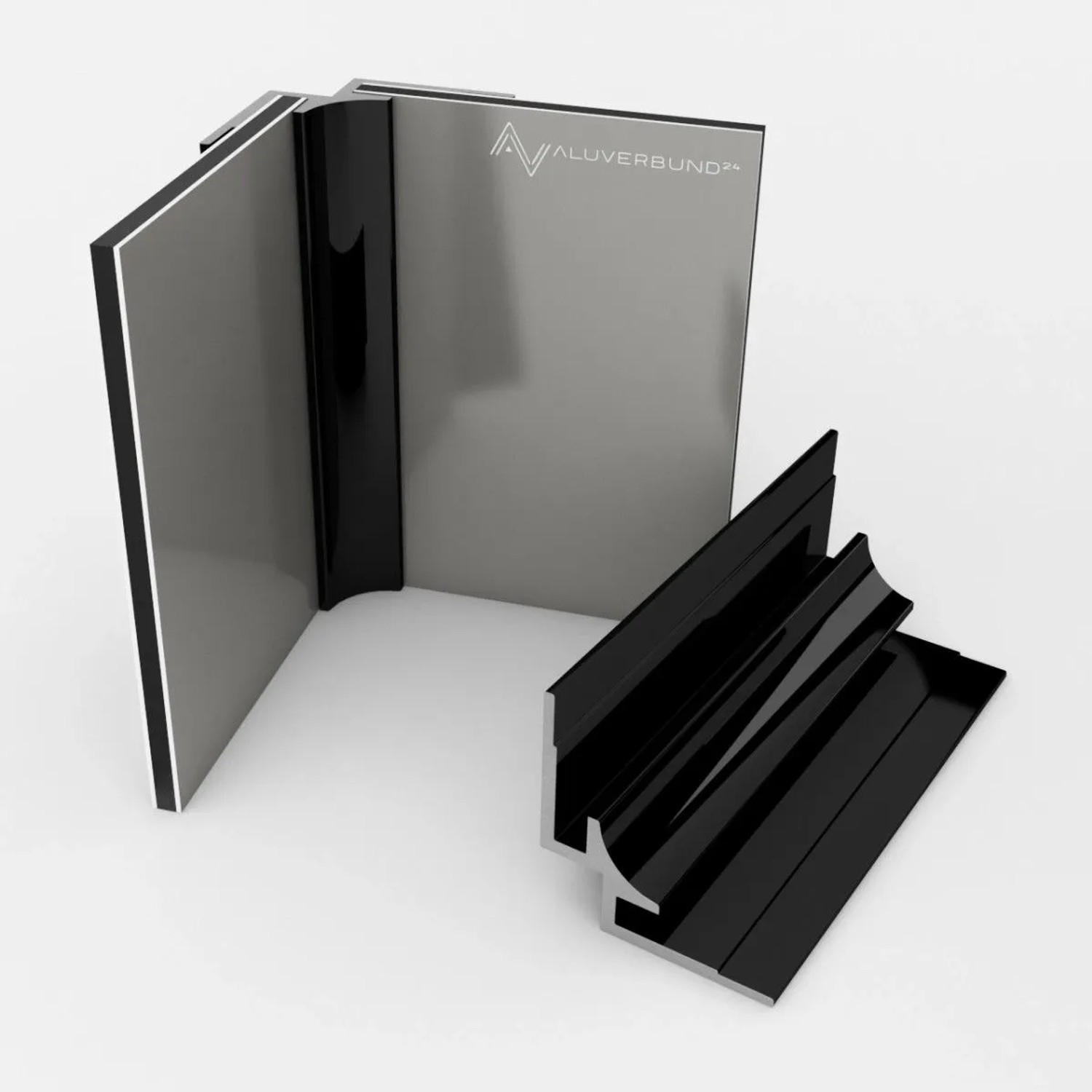 Aluverbund24 200cm Inneneckprofil für Alu Verbundplatte Schwarz RAL9005