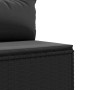 Schwarzes 4-tlg. Garten Lounge Set aus Polyrattan mit Kissen, Detailansicht.