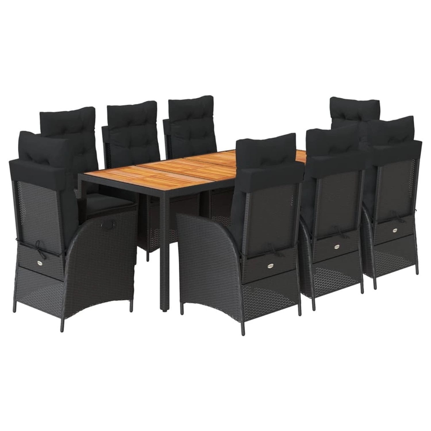 vidaXL 9-Tlg Garten-Essgruppe mit Kissen Schwarz Poly Rattan 3213101 günstig online kaufen