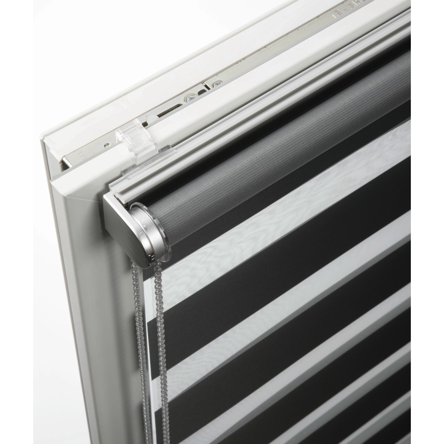 Schöner Wohnen Doppelrollo Tilda, 45x150 cm, Grau. Rollo mit transparenten und blickdichten Streifen zur Lichtregulierung.