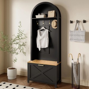 ModernLuxe Garderobe mit Schuhablage Kleiderhaken MDF Schwarz