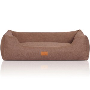 Knuffelwuff Hundebett Lotte Velours XXL, 120x85cm, lichtbraun. Komfortables Hundekörbchen.