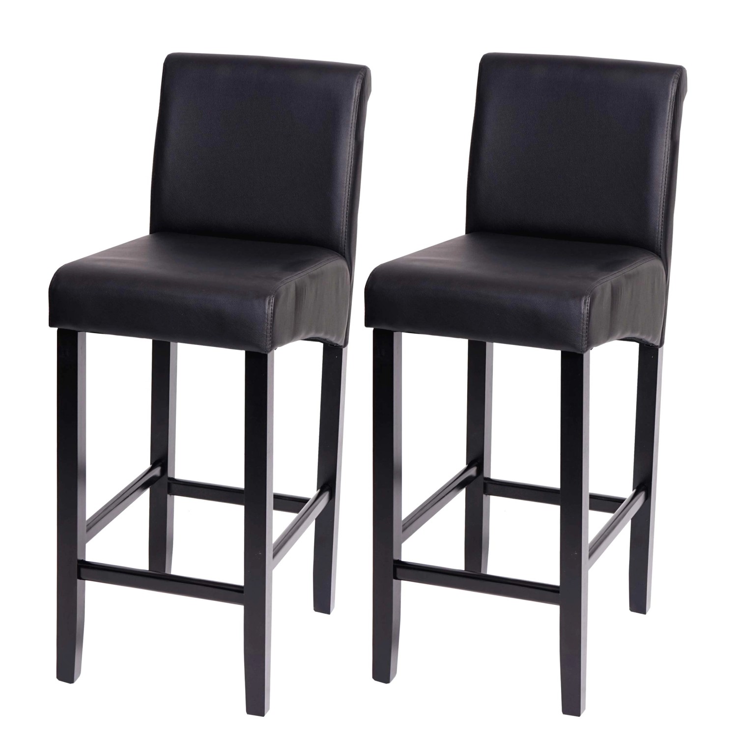 PROREGAL 2er-Set Barhocker Gepolstert Mit Lehne Sitzhöhe 75cm Holz Schwarz günstig online kaufen