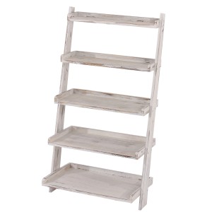 Weißes MCW Standregal im Shabby-Look mit 5 Ablagen für Gartendekoration.