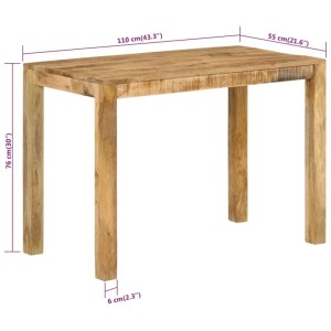 vidaXL Esstisch aus Mangoholz, 110x55x76 cm, ideal für Esszimmer und Küche.