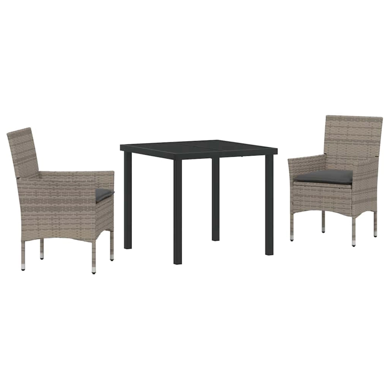 vidaXL Garten Essgruppe mit Kissen 3-Tlg Grau Poly Rattan 3379786 günstig online kaufen